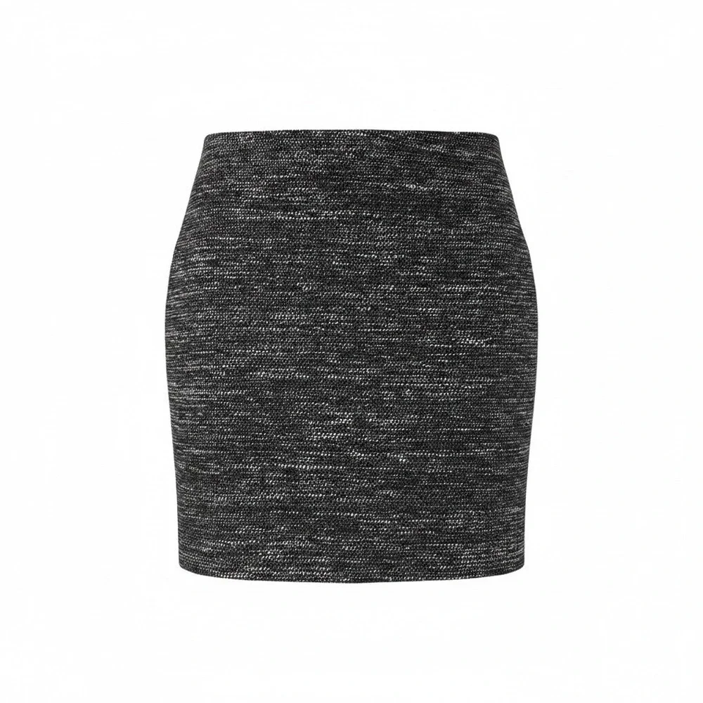 Ann Taylor Women Pencil Skirt Size 4 Black White Gray Tweed Wool Blend Lined